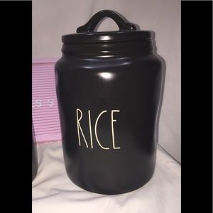 Rae Dunn RICE large black Canister